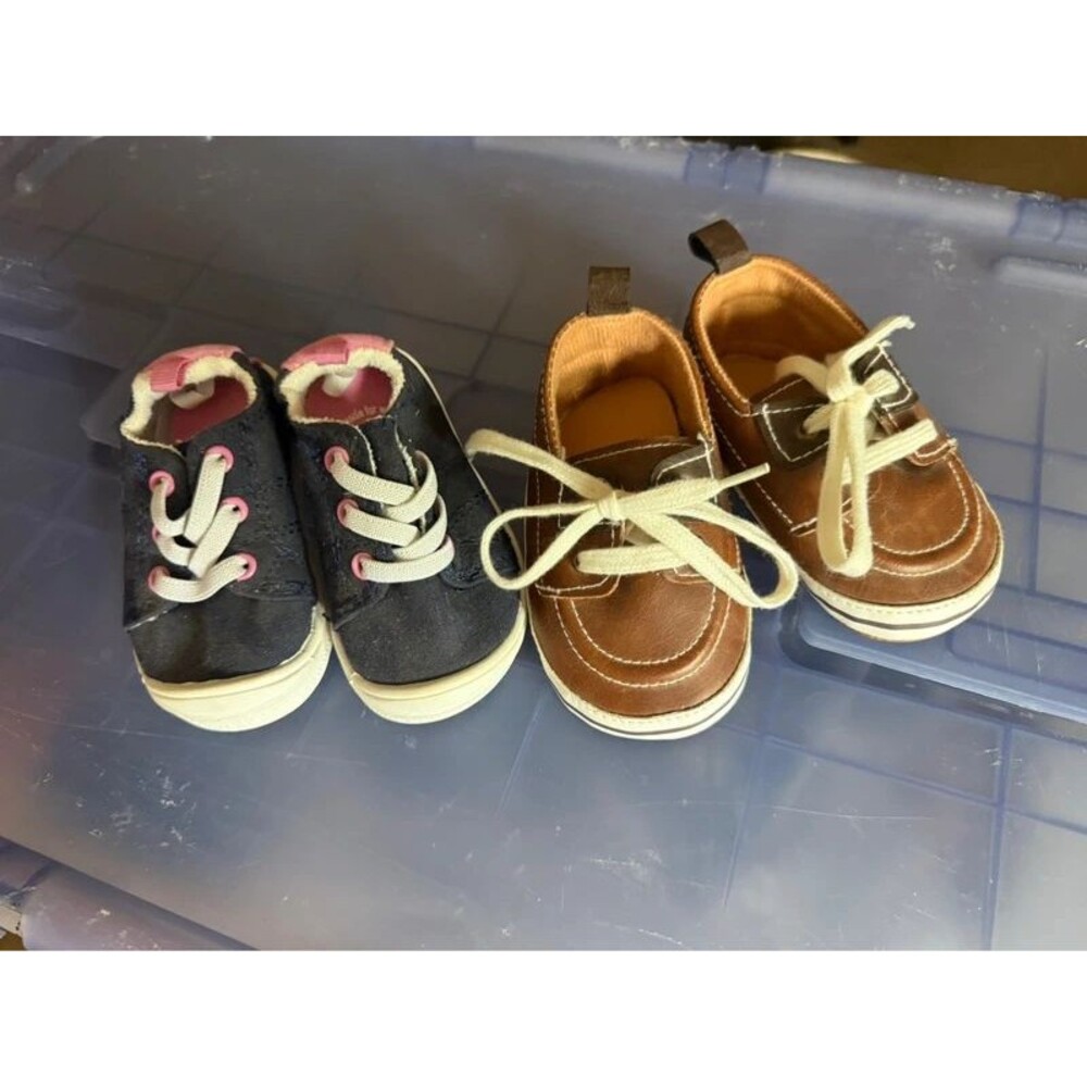 Baby Shoe Lot Wonder Nation Canvas Sneaker & Rising Star Moccasin Size 3 / 9-12M